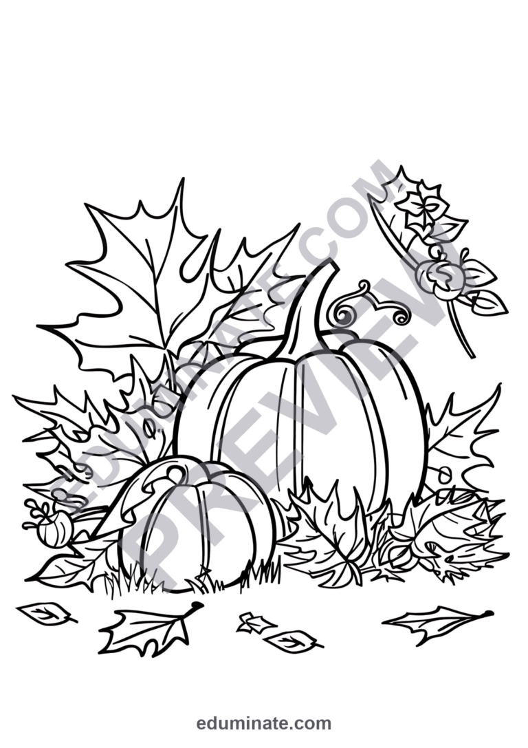 Fall Leaves Coloring Pages Autumn Pumpkin Activity Sheets for Kindergarten sample page 5