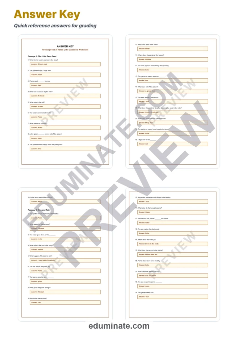 Growing Food at Home Reading Comprehension Passages and Questions Grades K-2 sample page 5