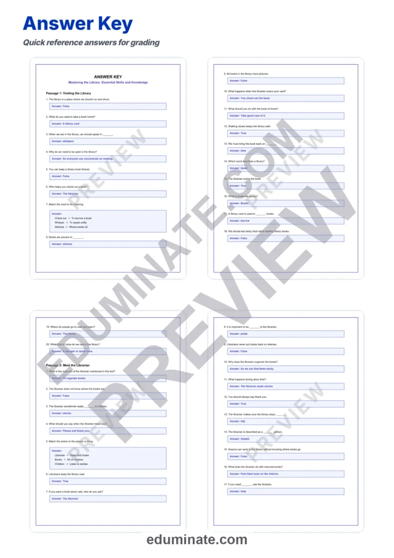 Library Skills Reading Comprehension Passages and Questions for Grades 2-6 sample page 5