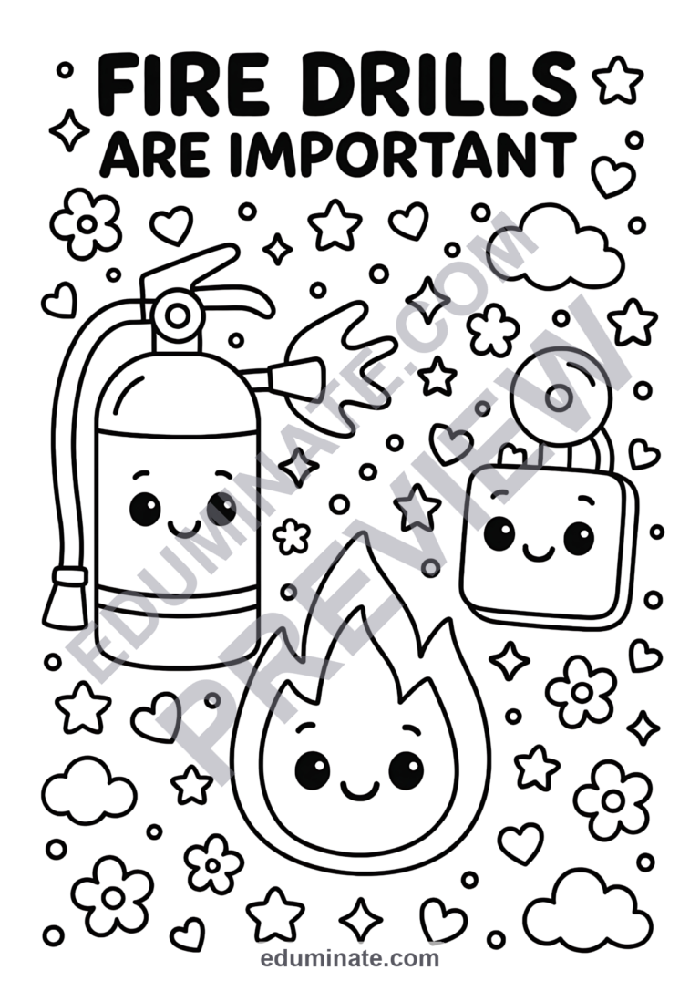 Fire Safety Coloring Pages Fire Drill Activity Sheets for Pre-K and Elementary sample page 5