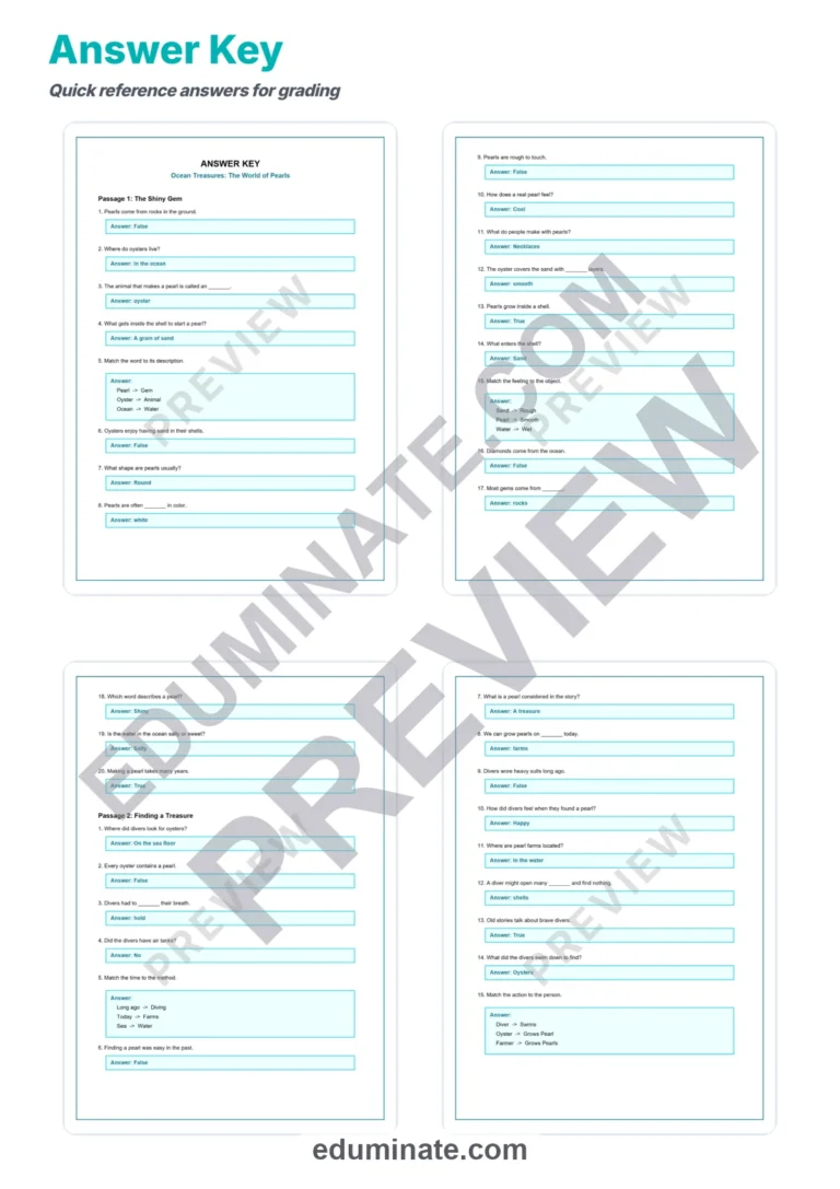 Pearl Reading Comprehension Passages Science Worksheets for 2nd to 6th Grade sample page 5