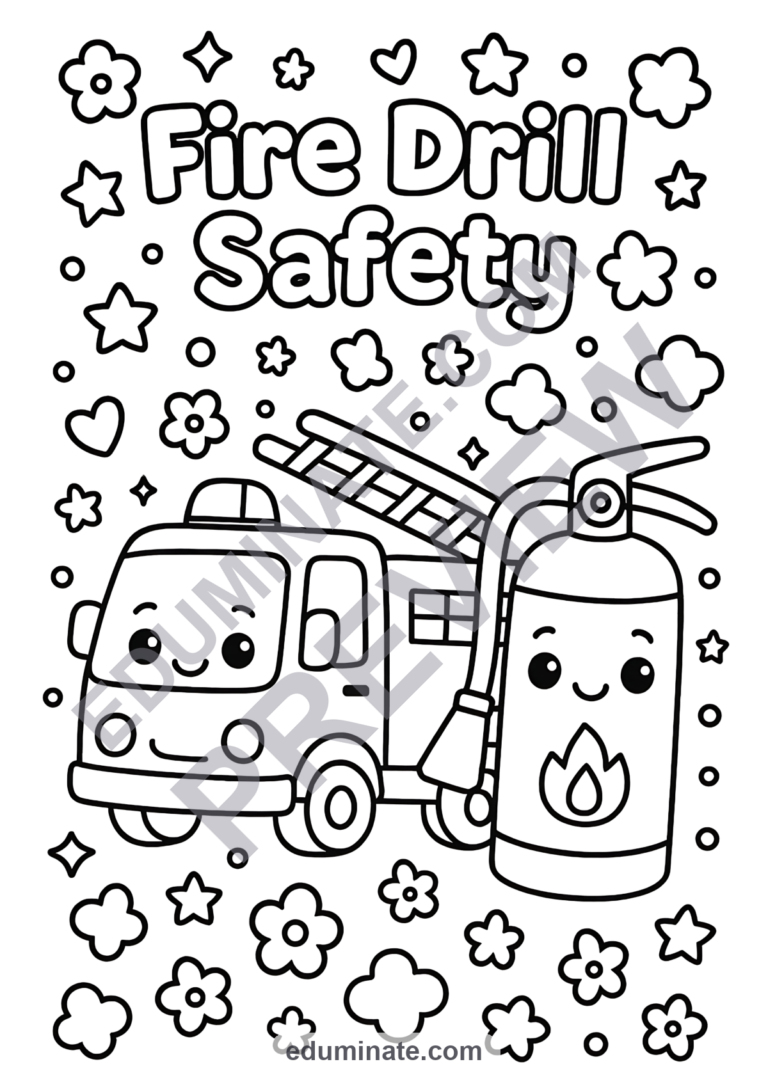 Fire Truck Coloring Pages School Fire Drill Activity Sheets for Kindergarten sample page 5