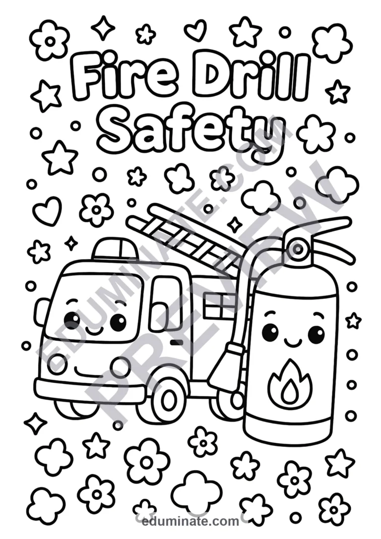 Fire Safety Coloring In 50 Easy Fire Truck Coloring Pages for School Safety Fun