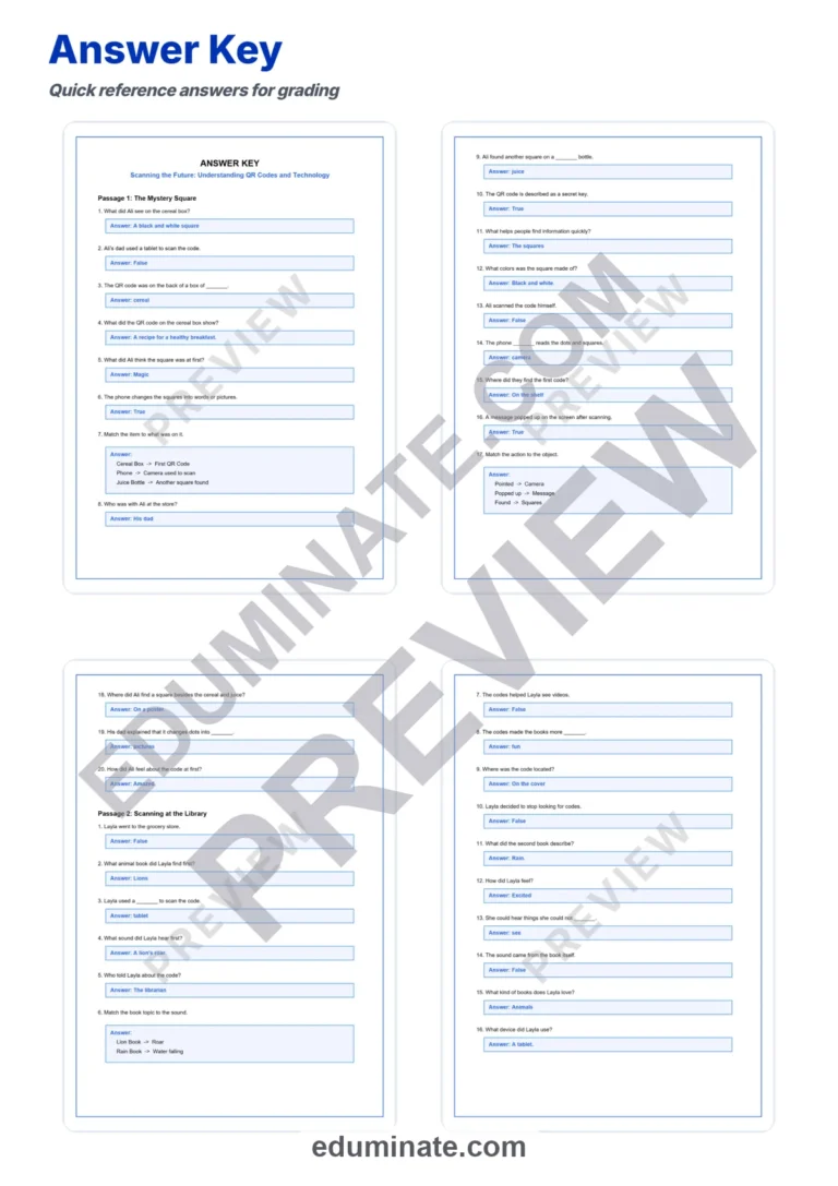 QR Codes and Technology Reading Comprehension Passages STEM Worksheets 3rd 7th sample page 5