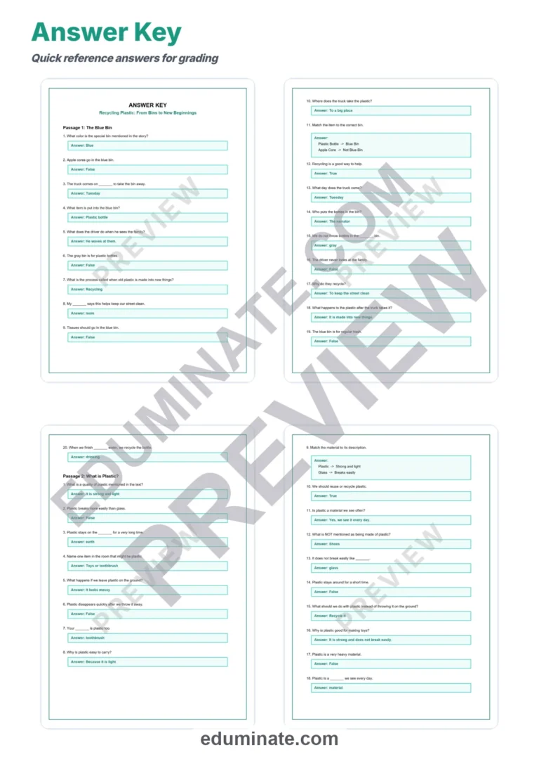 Recycling Reading Passages: Reading Passages with Answer Keys, Grades 2-6 sample page 5