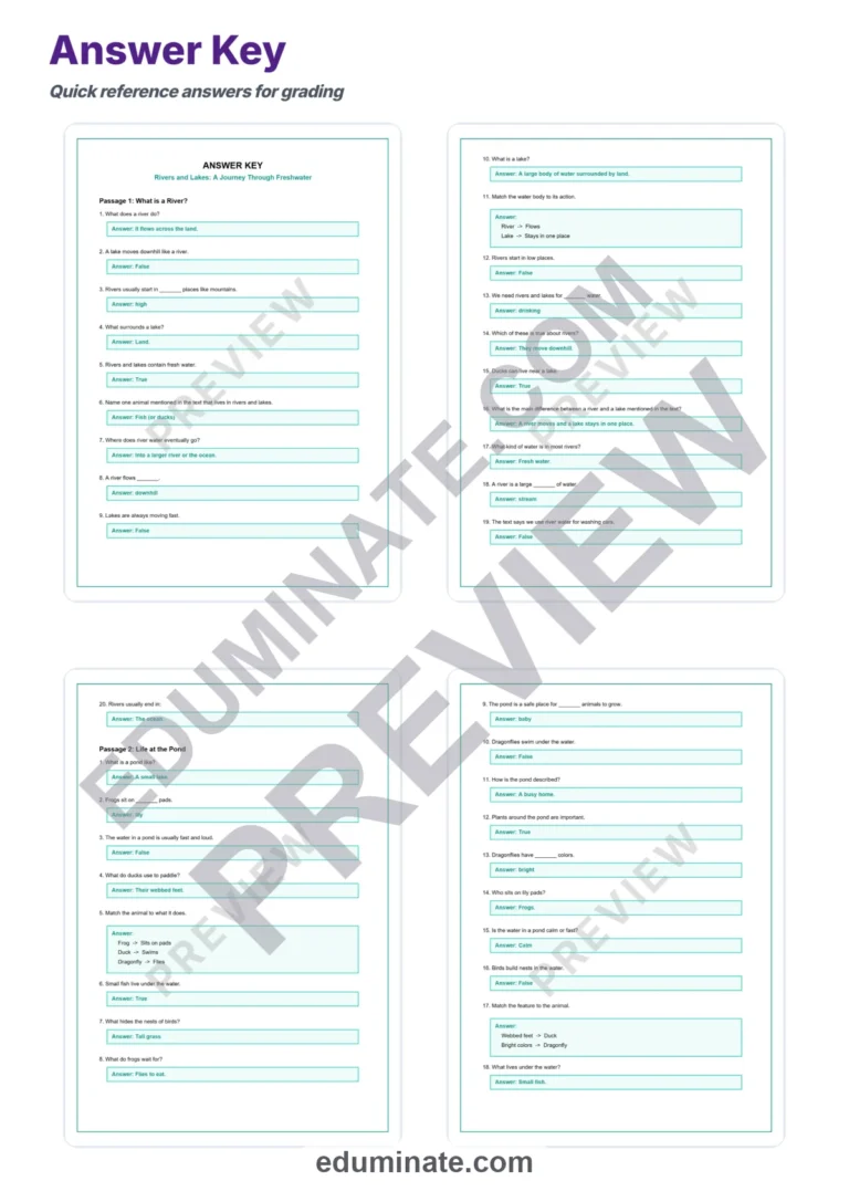 Rivers Worksheets: Reading Comprehension Passages with Answer Keys, Grades 2-6 sample page 5