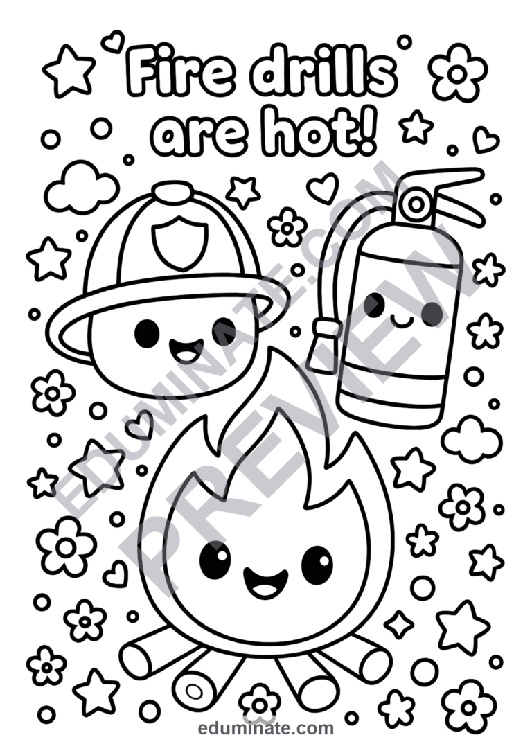 Fire Drill Coloring Pages School Fire Safety Activity Sheets for Kindergarten sample page 5