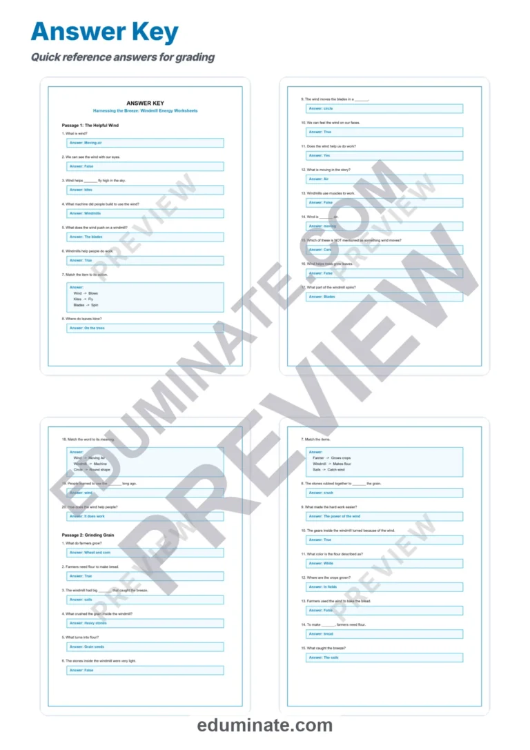 Windmill Energy Reading Comprehension Passages Worksheets Science 2nd-6th Grade sample page 5