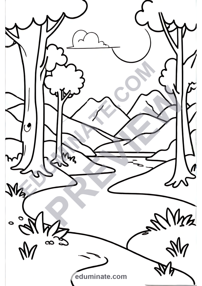 Landscapes Coloring Pages Nature Scenery Art 15 Easy Printable Worksheets sample page 5