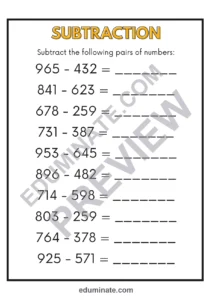 3 Digit Addition and Subtraction Worksheets | Within 1000 | 16 Printable Pages page 5