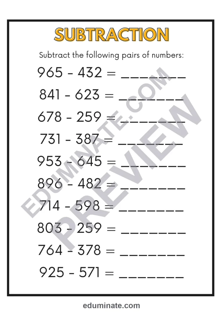 3 Digit Addition and Subtraction Worksheets | Within 1000 | 16 Printable Pages sample page 5