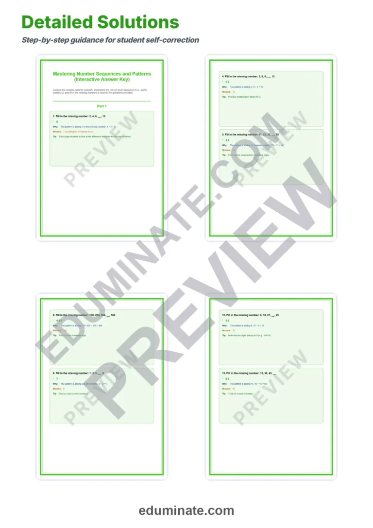 Number Sequence Worksheets Math Patterns Lesson Plan and Teacher Keys Pack sample page 5