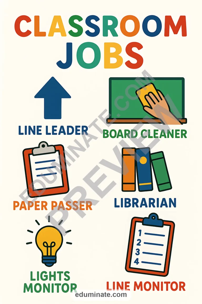 Preschool Classroom Jobs Chart | Classroom Jobs Chart with Pictures | 26 Pages sample page 5