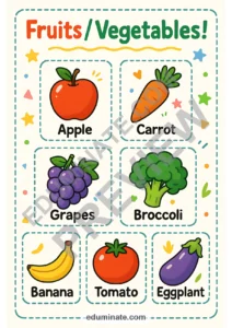 Fruits and Vegetables Flashcards | Printable Food Word Cards | 45 Card Pages page 5