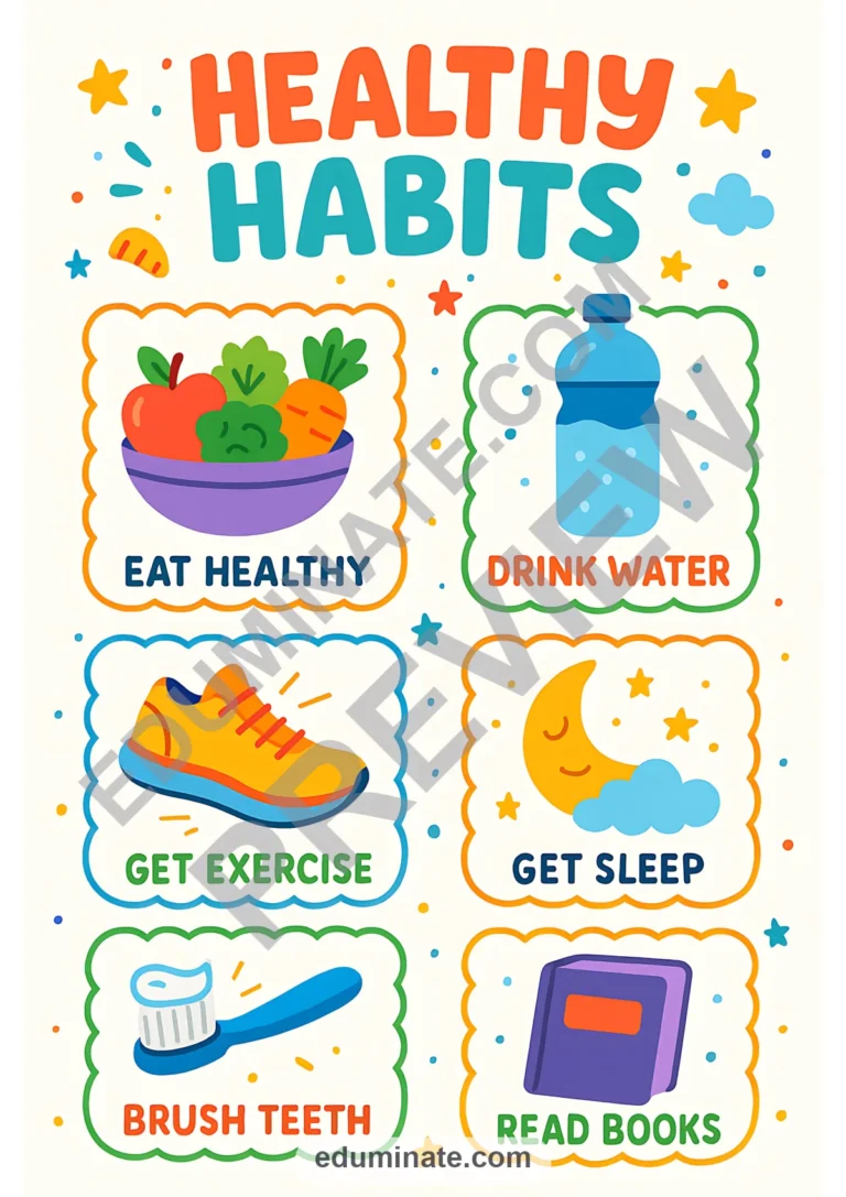 Healthy Habits Posters | Printable Healthy Habits Poster Pages | 60 Pages sample page 5