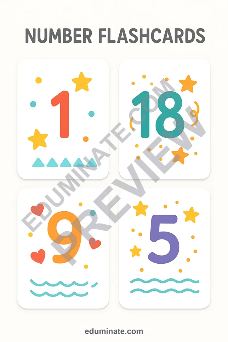 Printable Number Flashcards 1-20 | Number Cards for Toddlers | 66 Card Pages sample page 5
