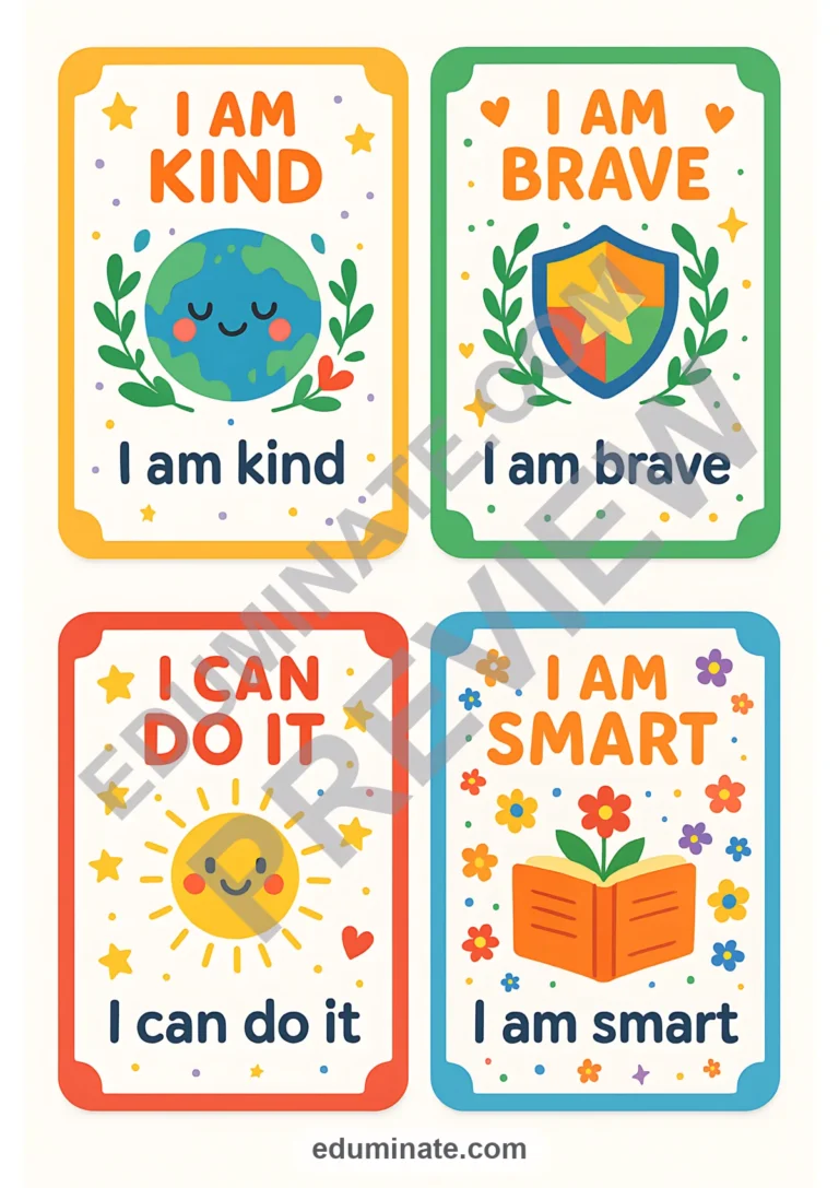 Positive Affirmation Cards | Printable Affirmation Cards for Kids | 30 Pages sample page 5