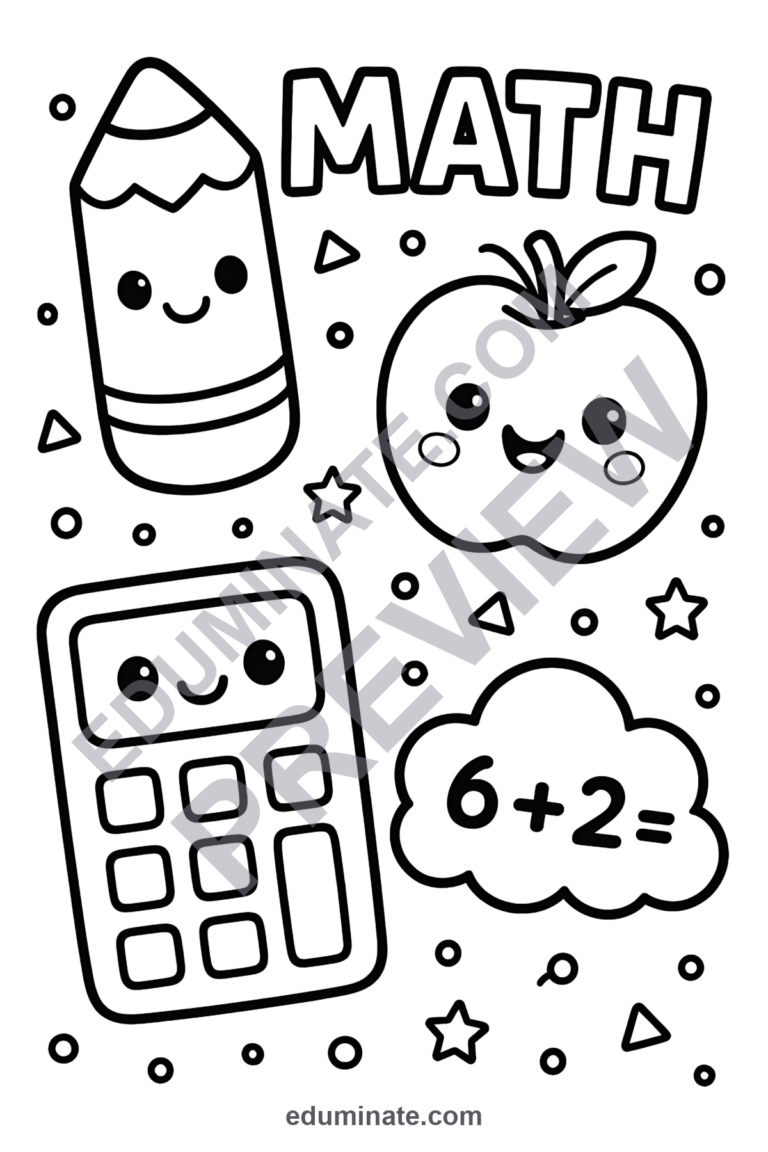 Math Coloring Pages Cute Elementary Activities 40 Printable Worksheets Sheets sample page 5