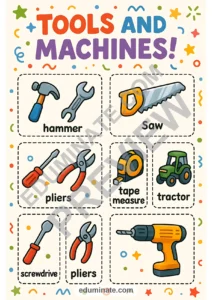 Tools Flashcards | Printable Tools and Machines Picture Cards | 52 Card Pages page 5