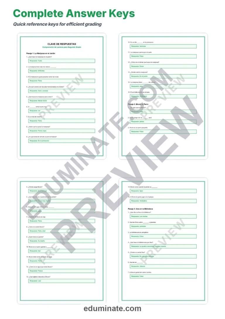 Spanish Reading Activities – Second Grade Spanish Reading Passages and Questions sample page 5