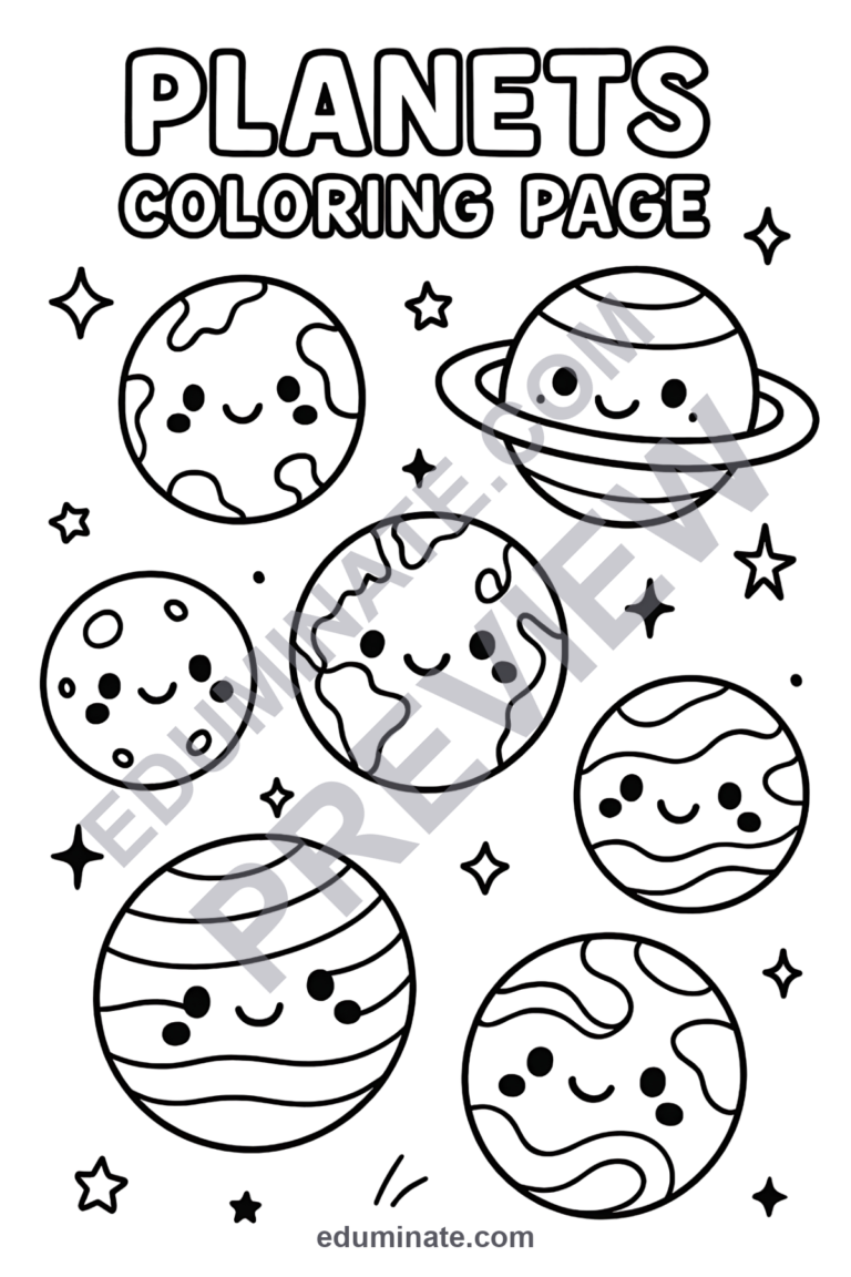 Planets Coloring Pages 31 Cute Outer Space Art Activities Printable Worksheets sample page 5
