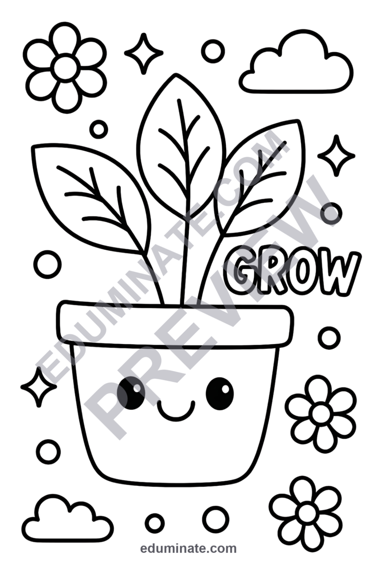 Plant Coloring Pages 80 Cute Potted Botanical Garden Art Activity Worksheets sample page 5