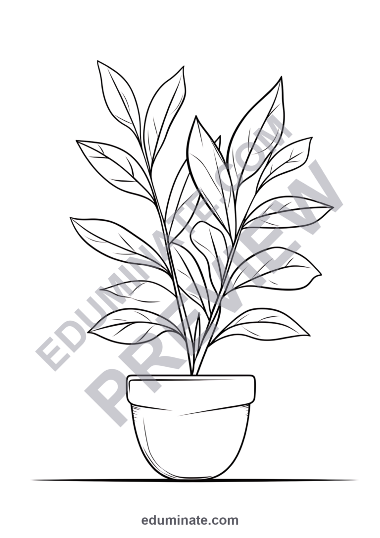 Botanical Plant Coloring Pages 75 Houseplant Foliage Art Activity Worksheets sample page 5