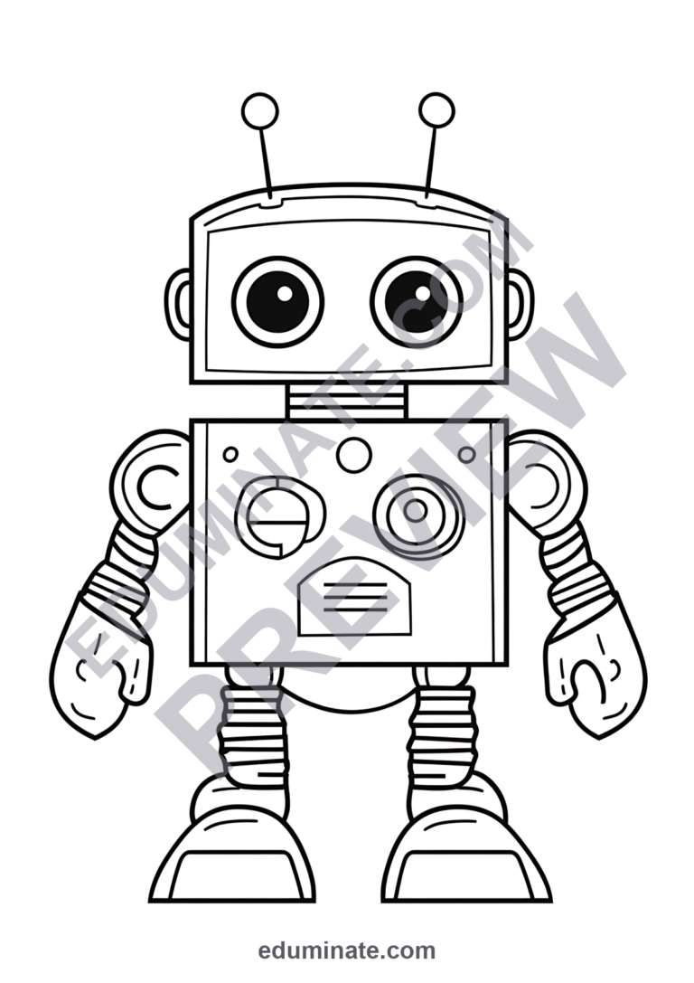 Robot Coloring Sheets 34 Cute Mech Armor Android STEM Art Activity Worksheets sample page 5