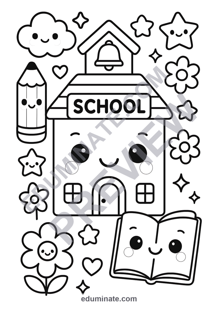 School Coloring Pages 50 Cute Schoolhouse Classroom Art Activity Worksheets sample page 5