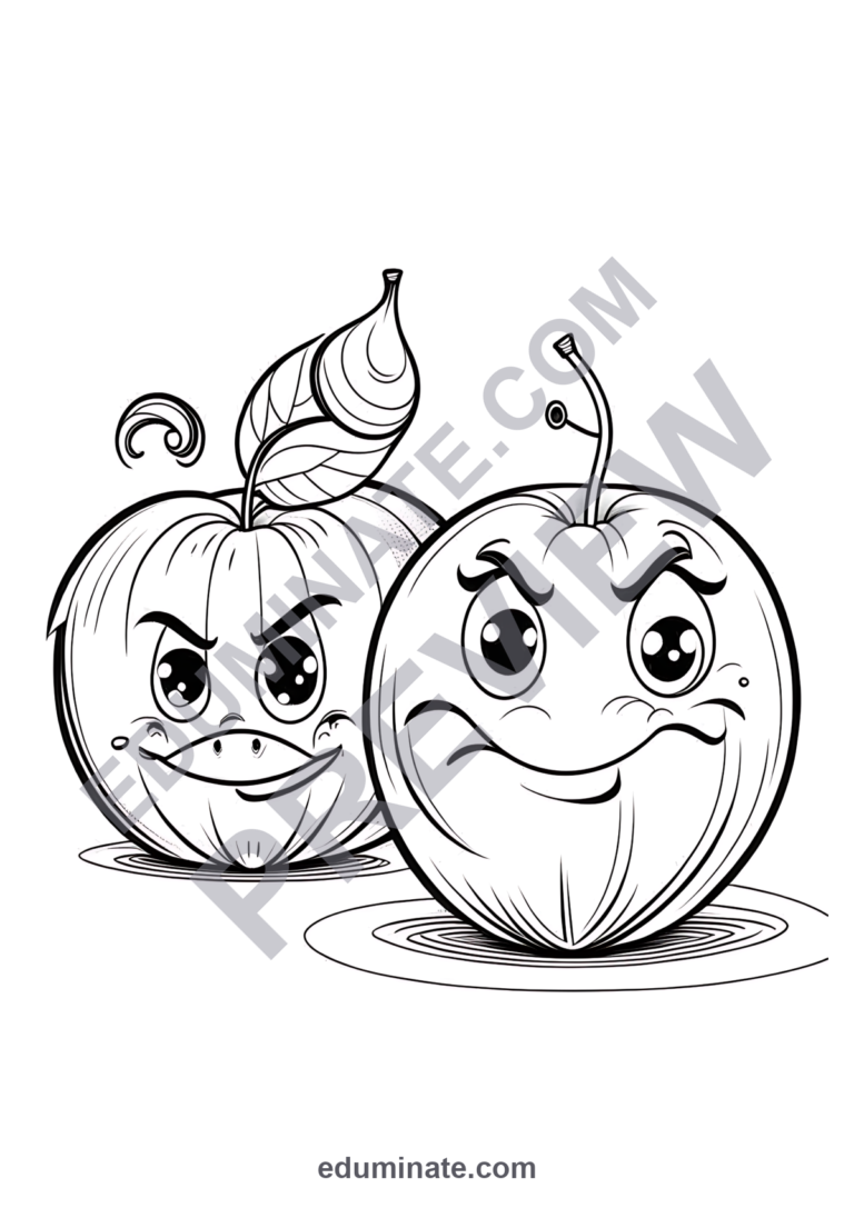 Apple Coloring Pages for Preschoolers | Fall Printables | Apple Trees and Faces sample page 5