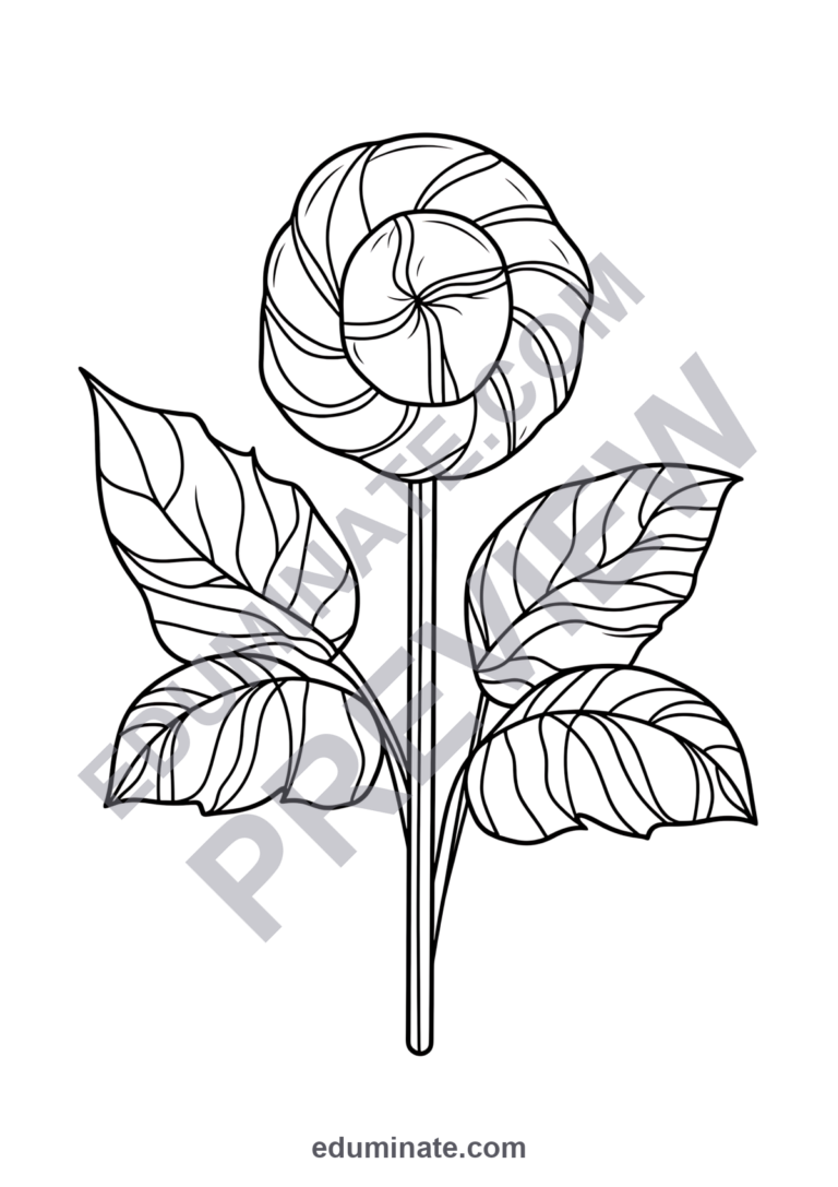 Lollipop Coloring Pages | Cute Sweet Candy Pop Art Activity Sheets for Kids sample page 5