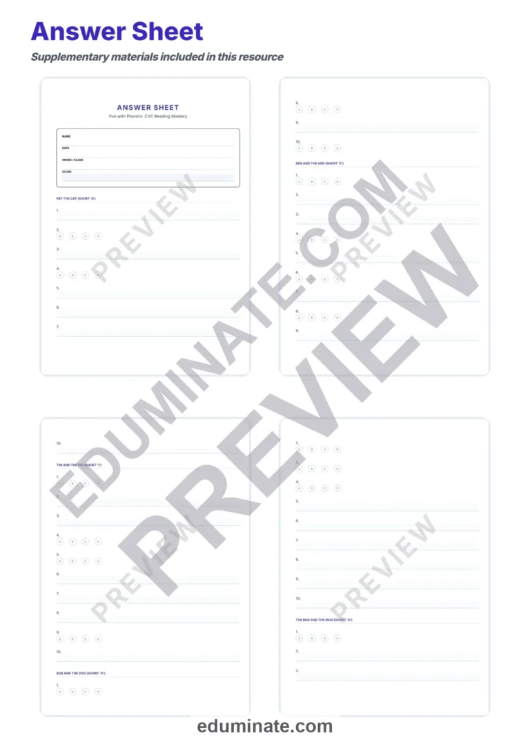 CVC Reading Passages Worksheets for Kindergarten and First Grade Phonics Set sample page 5