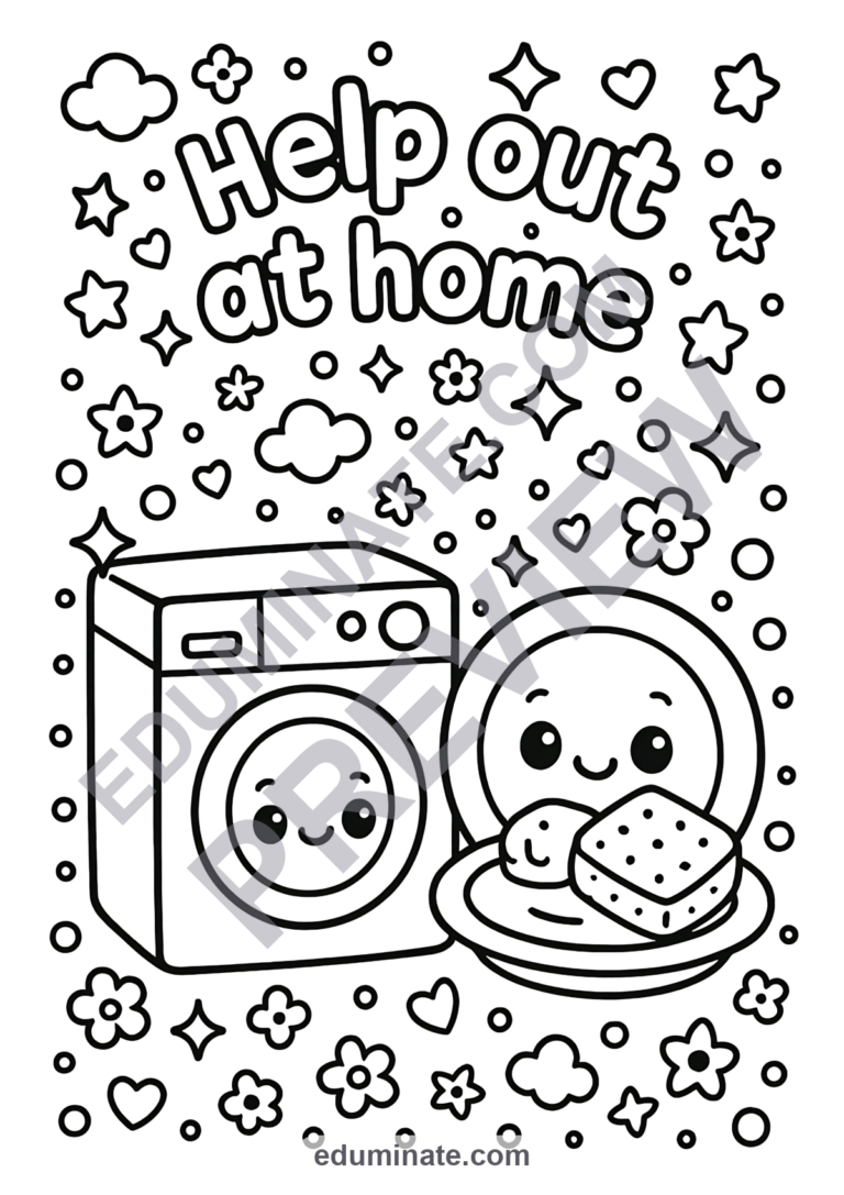 Helping Others Coloring Pages Home Cooperation Life Skills Sheets for Kids sample page 5