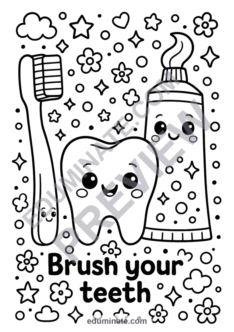 Dental Hygiene Coloring Pages Brush Your Teeth Coloring Sheets 60 Printables sample page 5