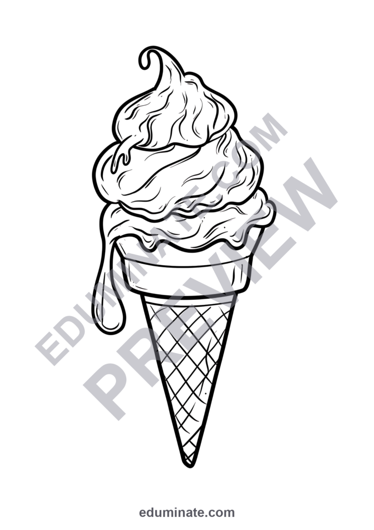 Cute Ice Cream Coloring Pages Sweet Kawaii Dessert Art Sheets for Kids Fun sample page 5
