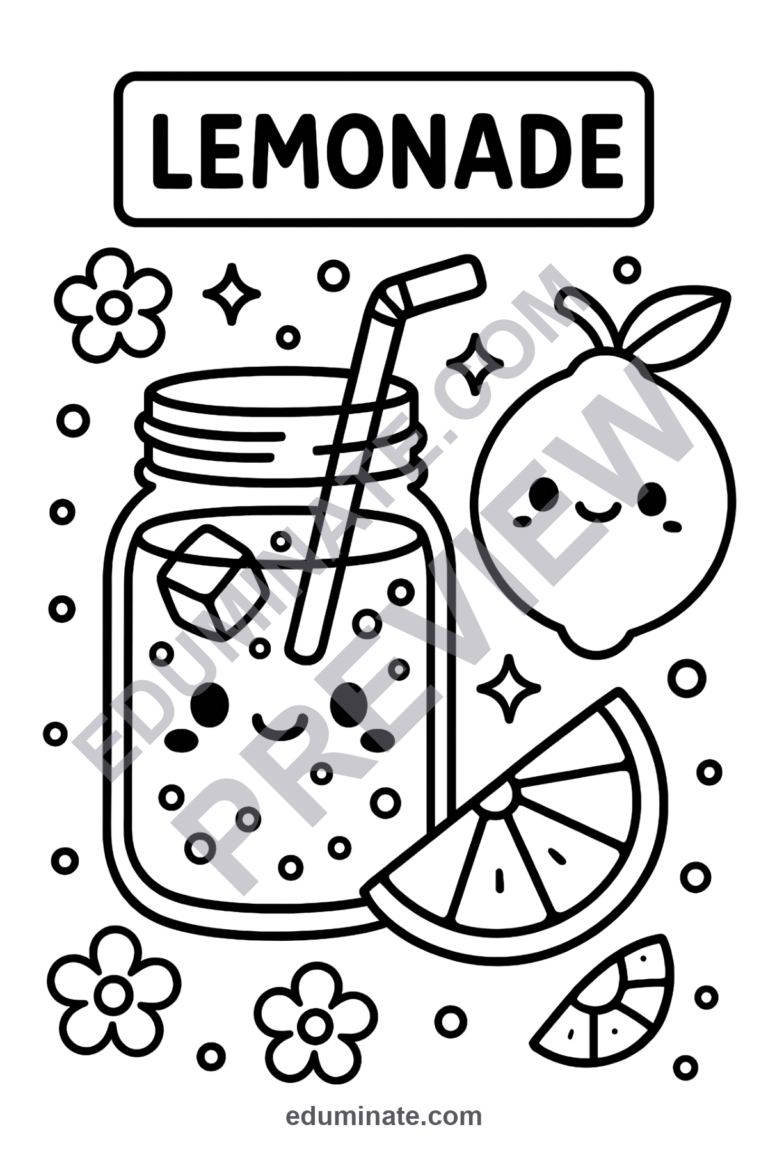 Lemonade Stand Coloring Pages Summer Pretend Play Activity Sheets for Kids sample page 5