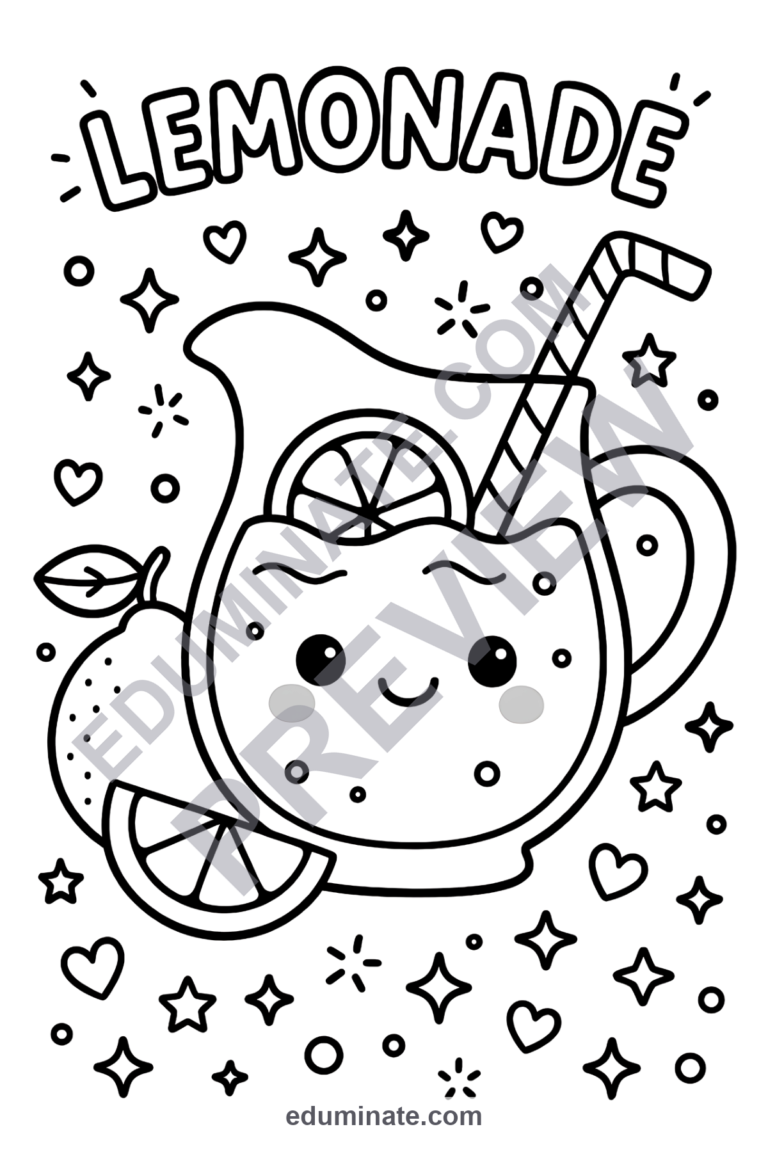 Cute Lemonade Coloring Pages Sweet Citrus Drink Activity Sheets for Kids Fun sample page 5