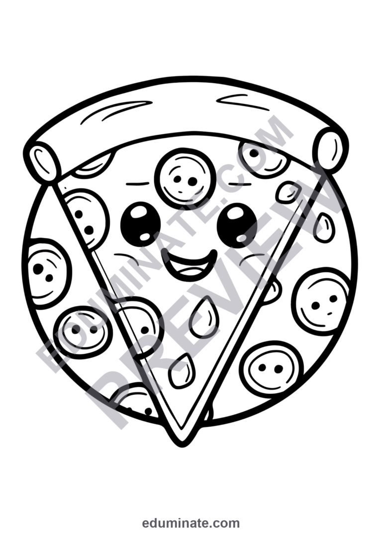Printable Pizza Coloring Pages Fun Food Slices Activity Pack for Kids Art sample page 5