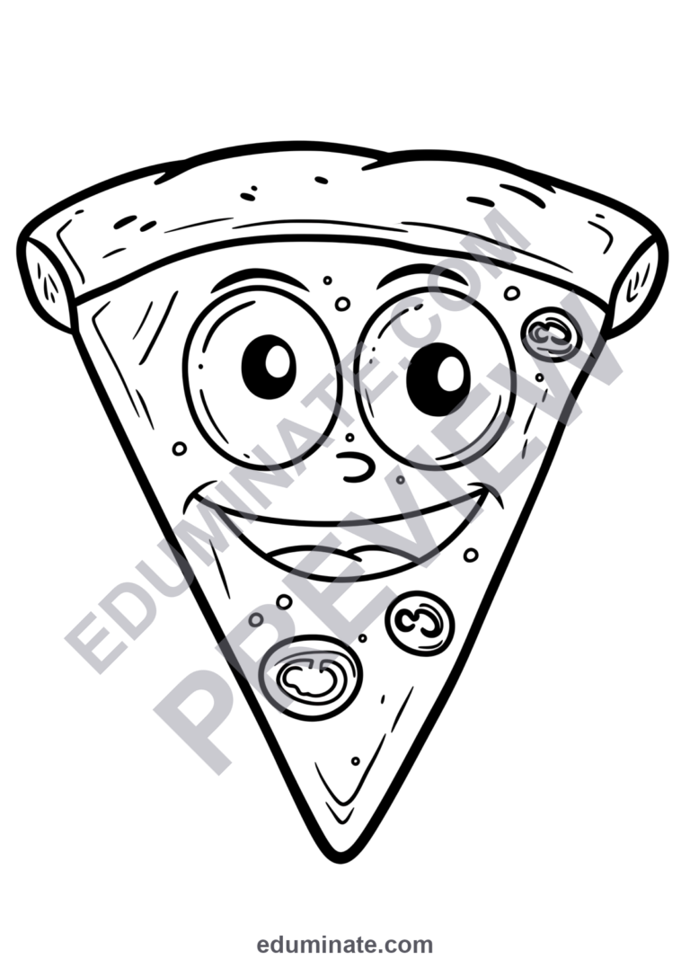 Pizza Slice Coloring Pages Restaurant Menu Art Activity Sheets Pack for Kids sample page 5