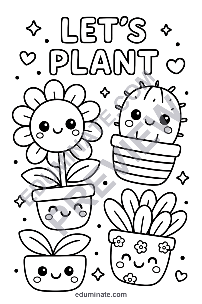 Spring Plant Coloring Pages Earth Day Garden Activity Sheets Pack for Kids sample page 5