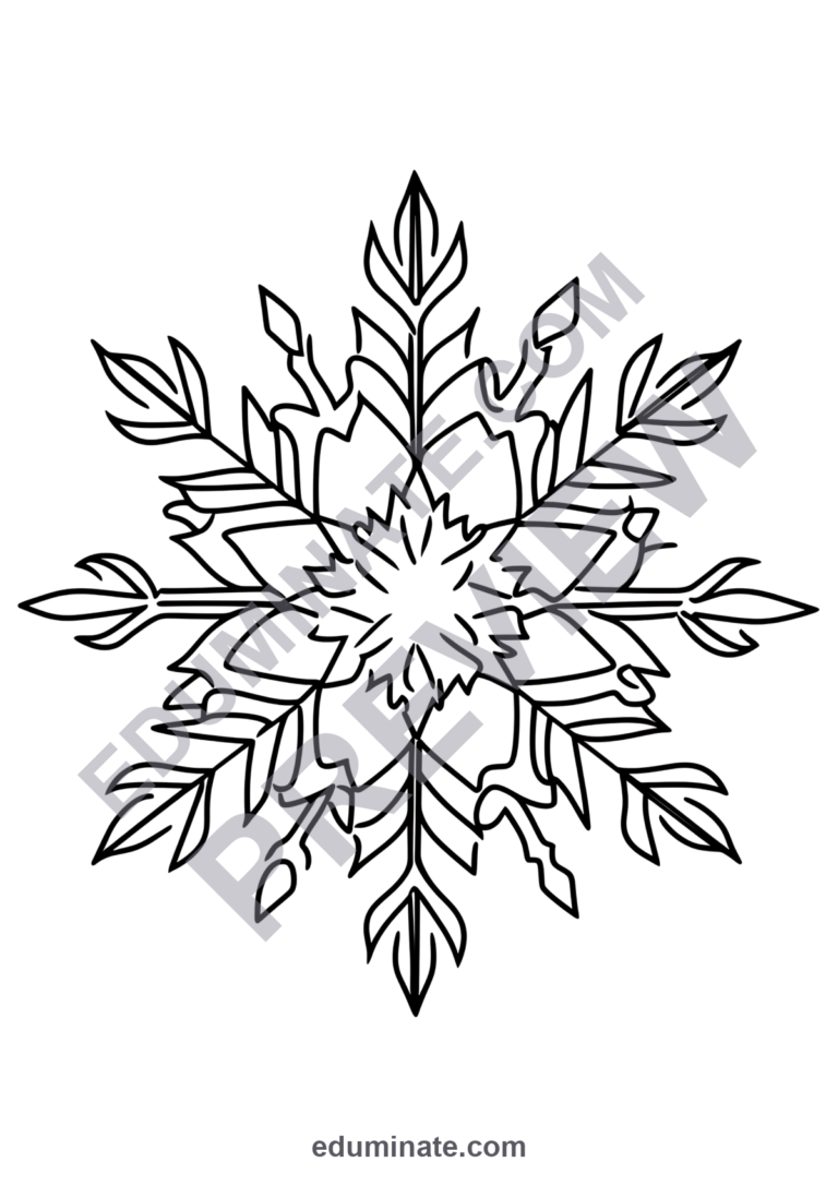 Winter Snowflake Coloring Pages 33 Geometric Ice Crystal Art Worksheets Sheets sample page 6