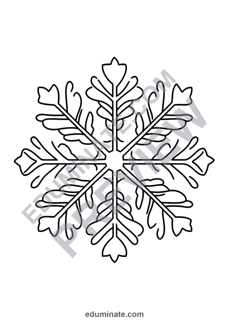 Printable Snowflake Coloring Pages 60 Nature Ice Crystal Winter Art Sheets sample page 6