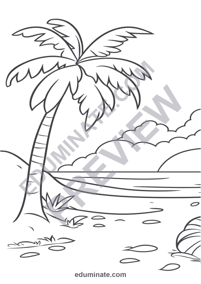 Beach Coloring Pages 26 Tropical Spring Break Vacation Art Activity Sheets sample page 6
