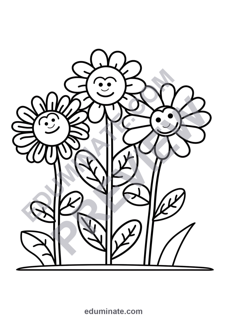 Spring Coloring Pages Renewal Garden Flowers Activity Sheets Pack for Kids sample page 6