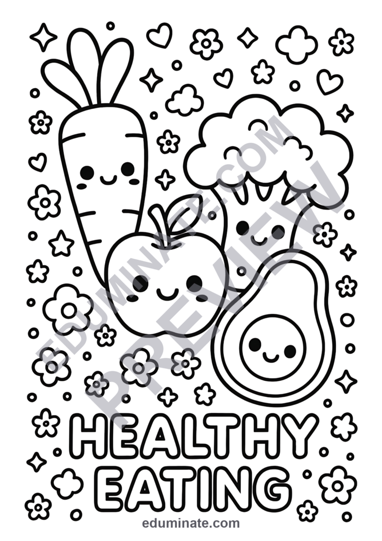 Healthy Eating Coloring Pages Nutrition Food Groups 40 Printable Activities sample page 6