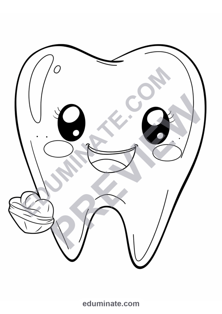 Tooth Coloring Pages Dental Health and Hygiene Art Activity Pack for Kids sample page 6