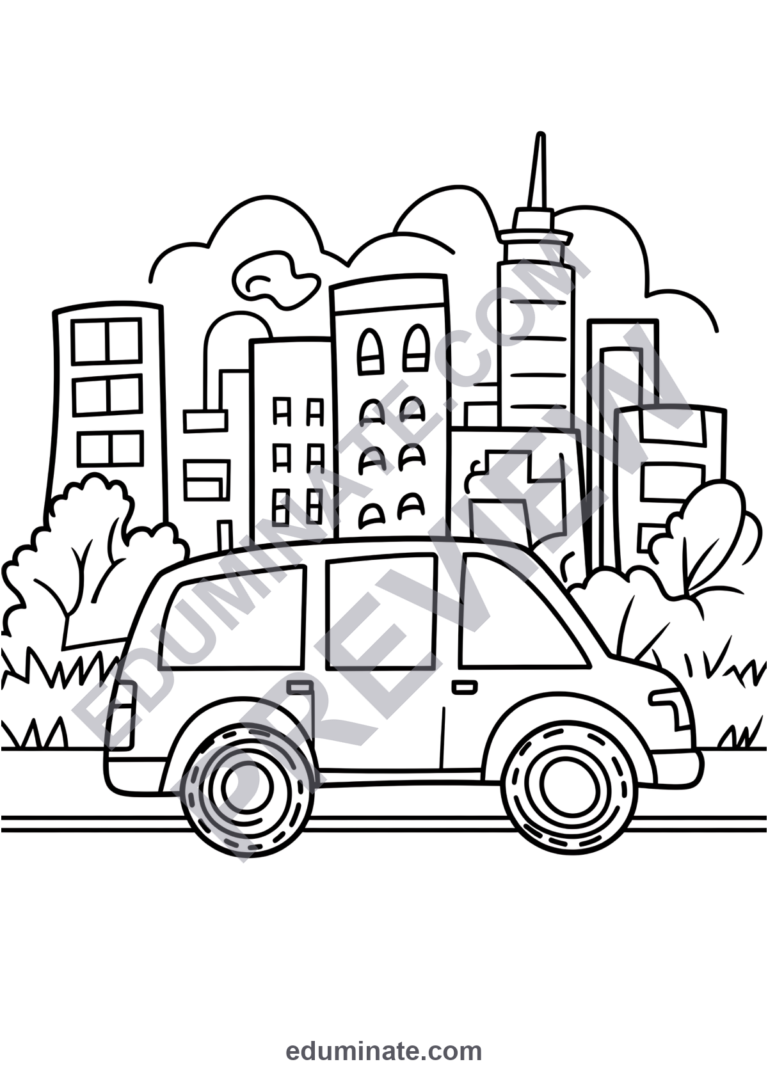 Printable Transportation Coloring Pages Mega Fleet Activity Pack for Kids sample page 6