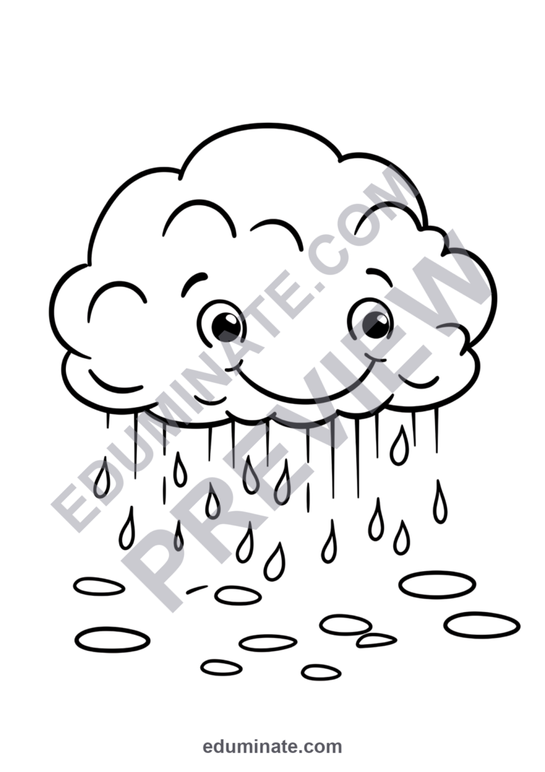 Types of Weather Coloring Pages 100 Rain Sunshine Clouds and Seasons Art Sheets sample page 6