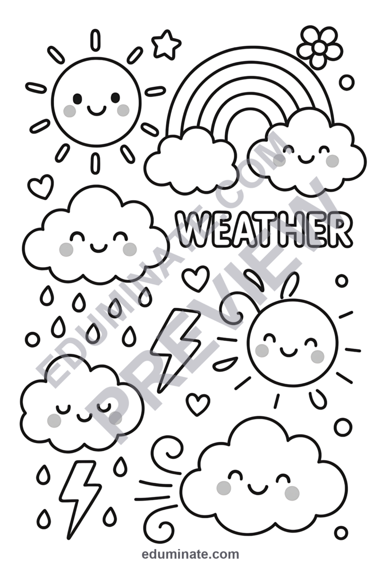 Weather Coloring Pages Four Seasons Meteorology Activity Sheets Pack Kids sample page 6