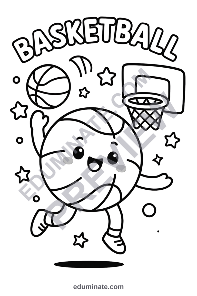 Printable Basketball Coloring Pages for Kids | Sports Sheets | Slam Dunk Book sample page 6